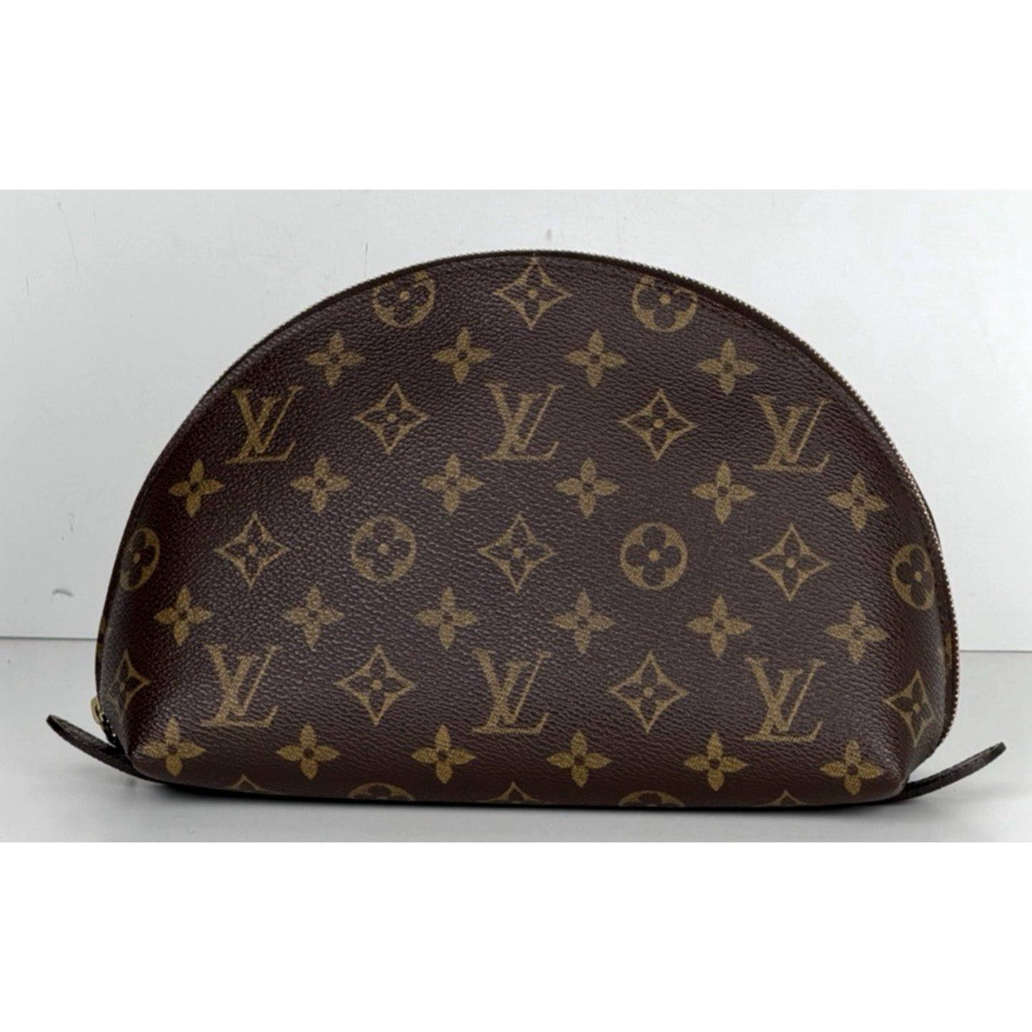 Louis Vuitton Monogram Trousse Demi Ronde Cosmetic Pouch Bag in Brown S07