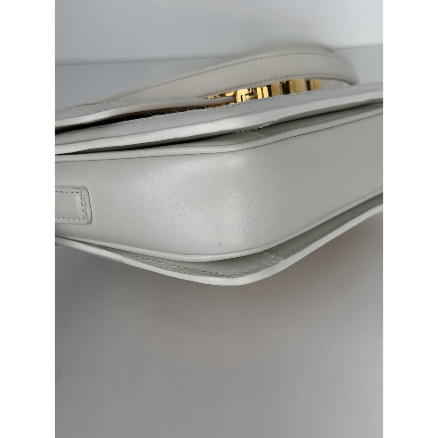Celine Teen Triomphe Shoulder Bag in Natural Raffia White Calfskin Trim 2023 C2