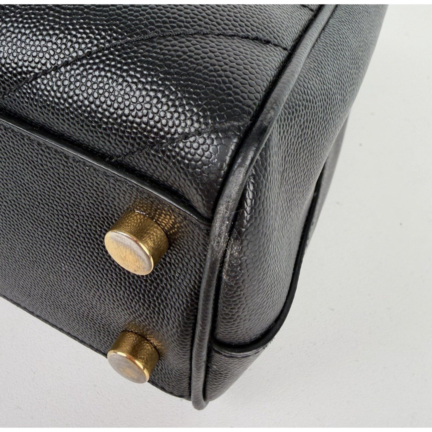 Saint Laurent Monogram Large Shopping Bag in Black Grain de Poudre Leather D9