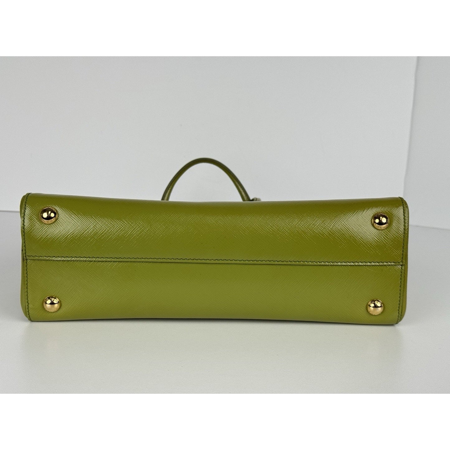 Prada Saffiano Leather Tote Bag Green with Gold Hardware D-1