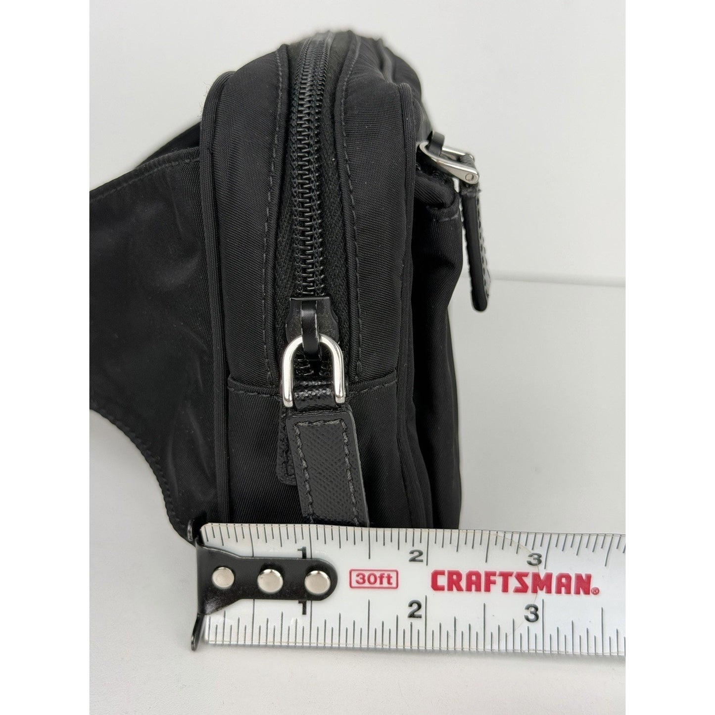 Prada Tessuto Nylon Belt Bag in Black with a Front Zippered Pocket S07