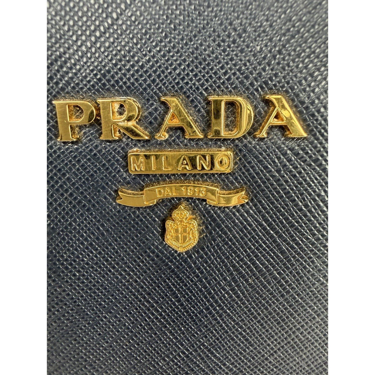 Prada Saffiano Small Top Handle Tote Bag in Blue Leather Gold-Tone Hardware S-05