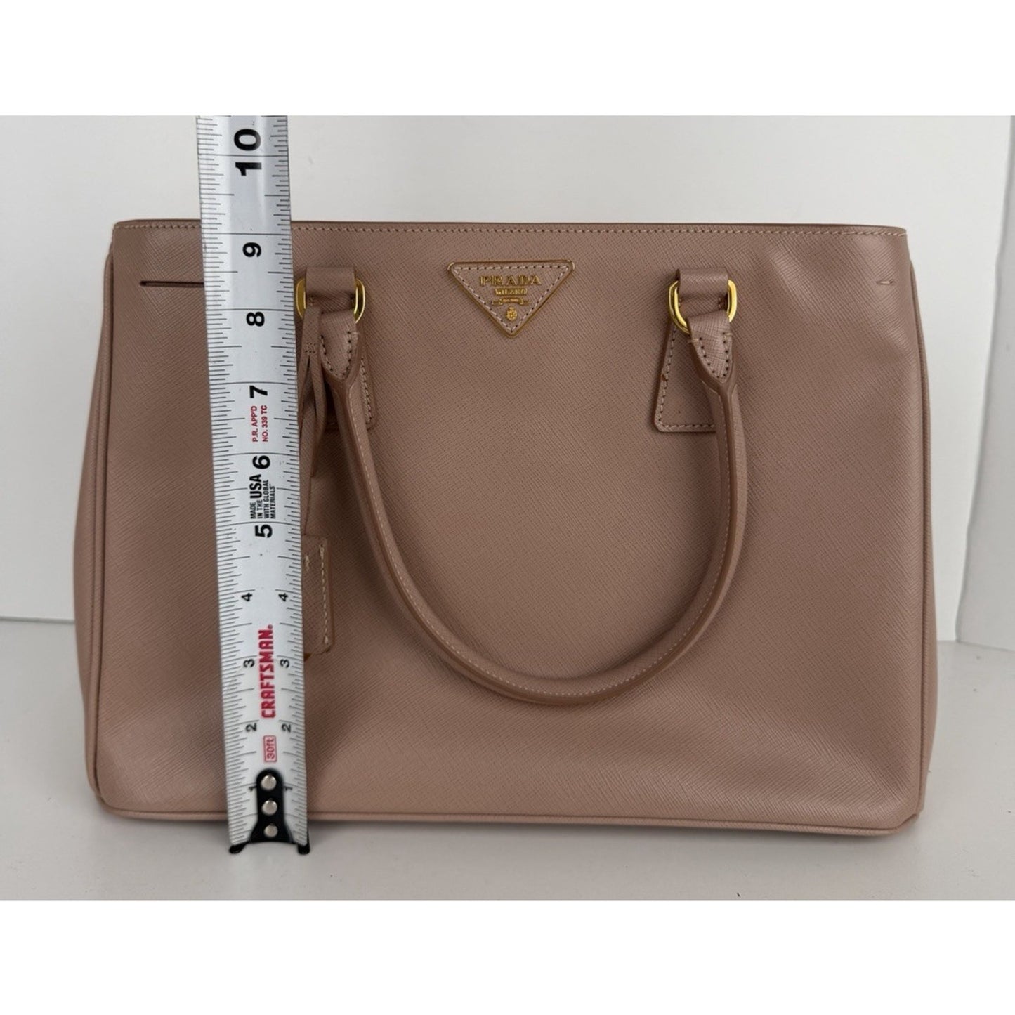 Prada Saffiano Lux Leather Galleria Tote Bag in Blush Pink Signature Logo S-05