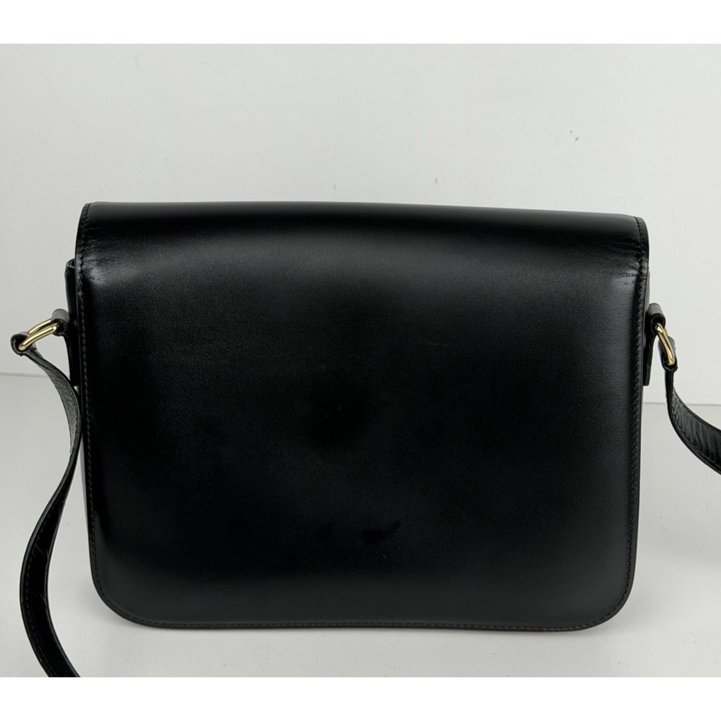Celine Bag CLASSIQUE TRIOMPHE Medium Black Shiny Calfskin Leather