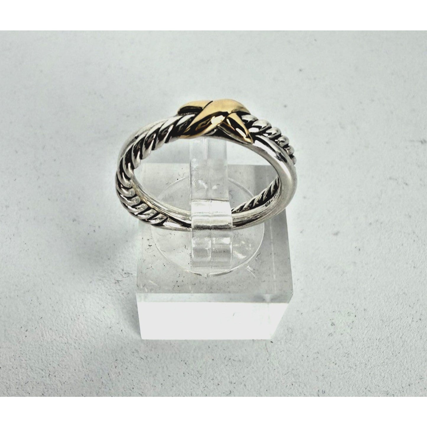 David Yurman X Band Cable Ring Sterling Silver 18k Yellow Gold Size 6