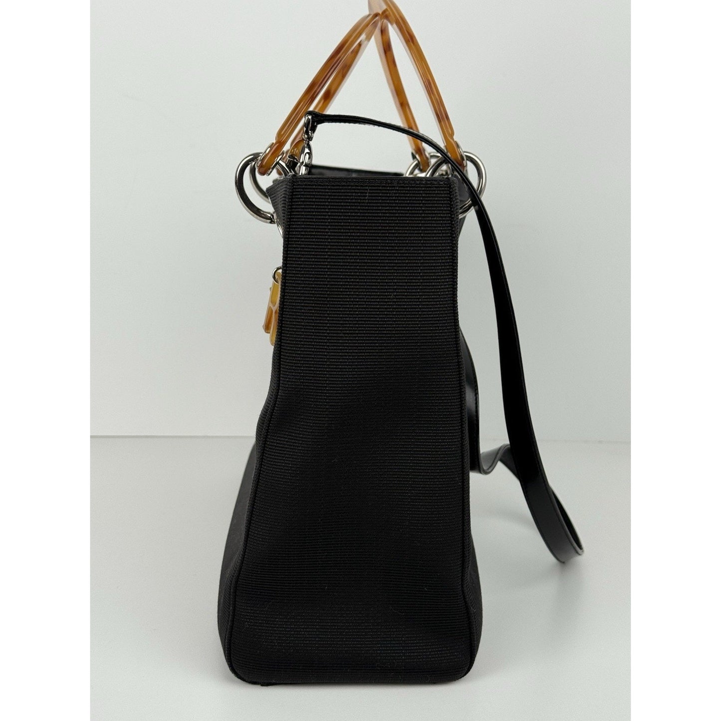Christian Dior Large Lady Dior Tote in Canvas with Amber Handles