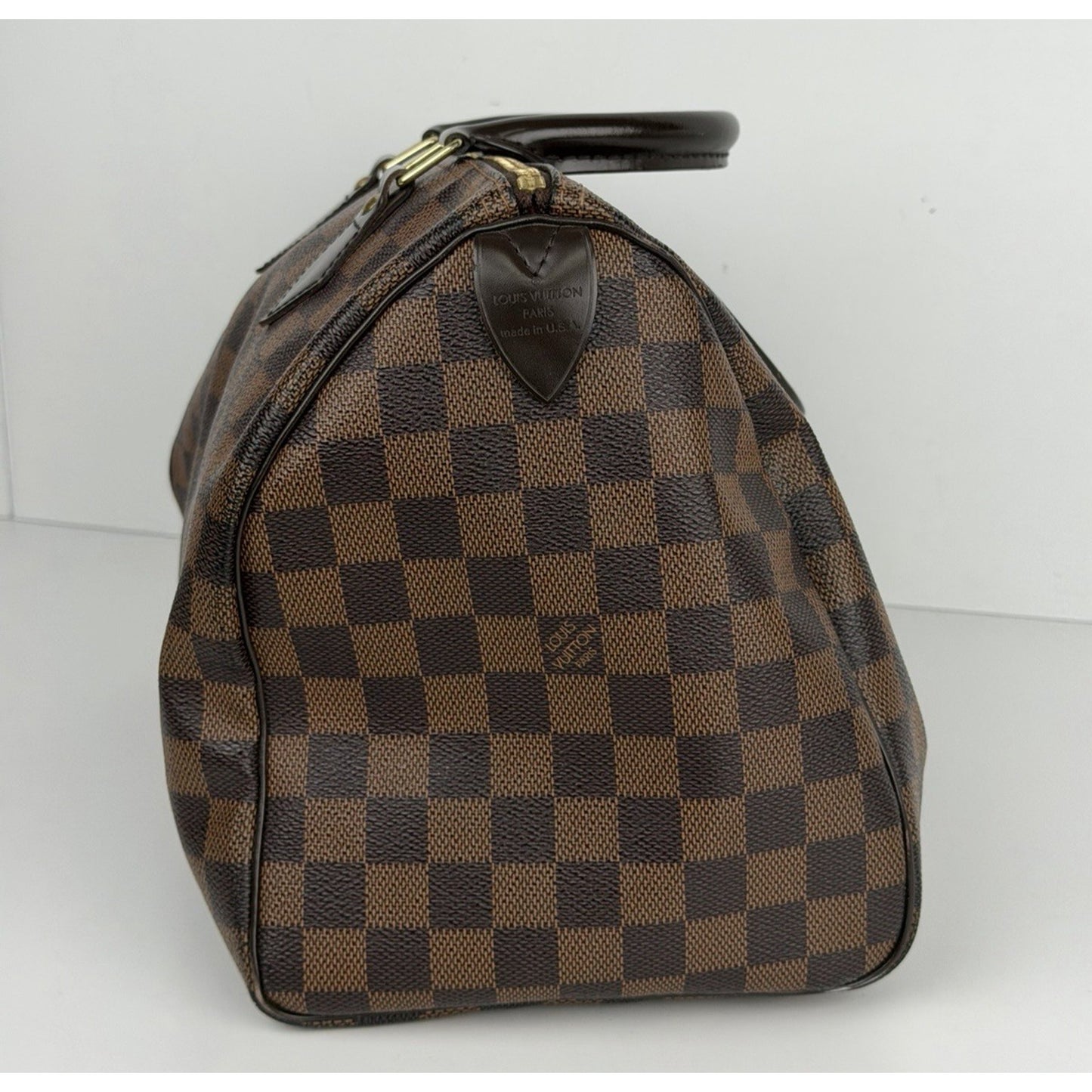 Louis Vuitton Speedy Shoulder Bag 30 Damier Ebene Canvas & Red Interior 2011 S22