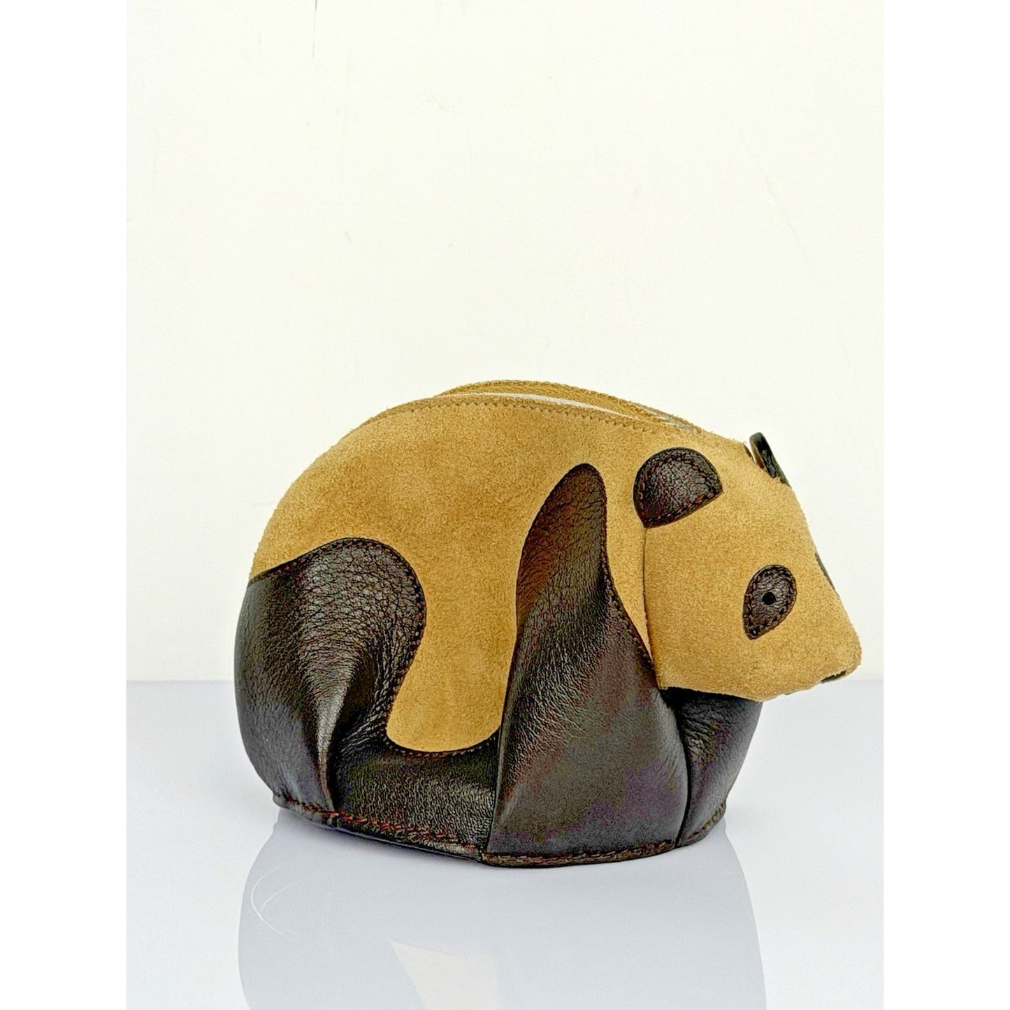 Loewe Panda Leather Suede Coin Purse