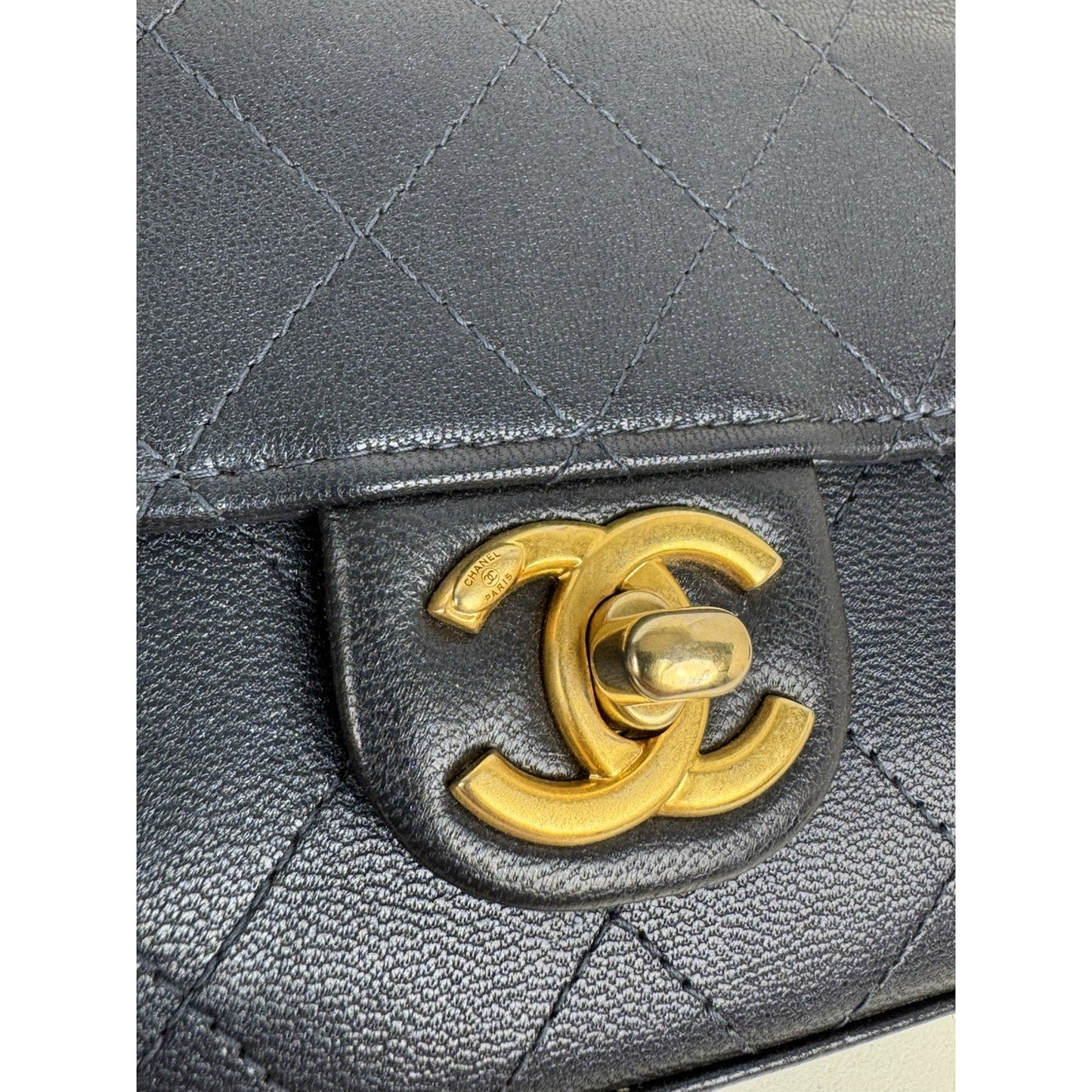 Chanel Mini Flap Navy Blue Metallic Lambskin with Pearl Hardware (2019) D-6