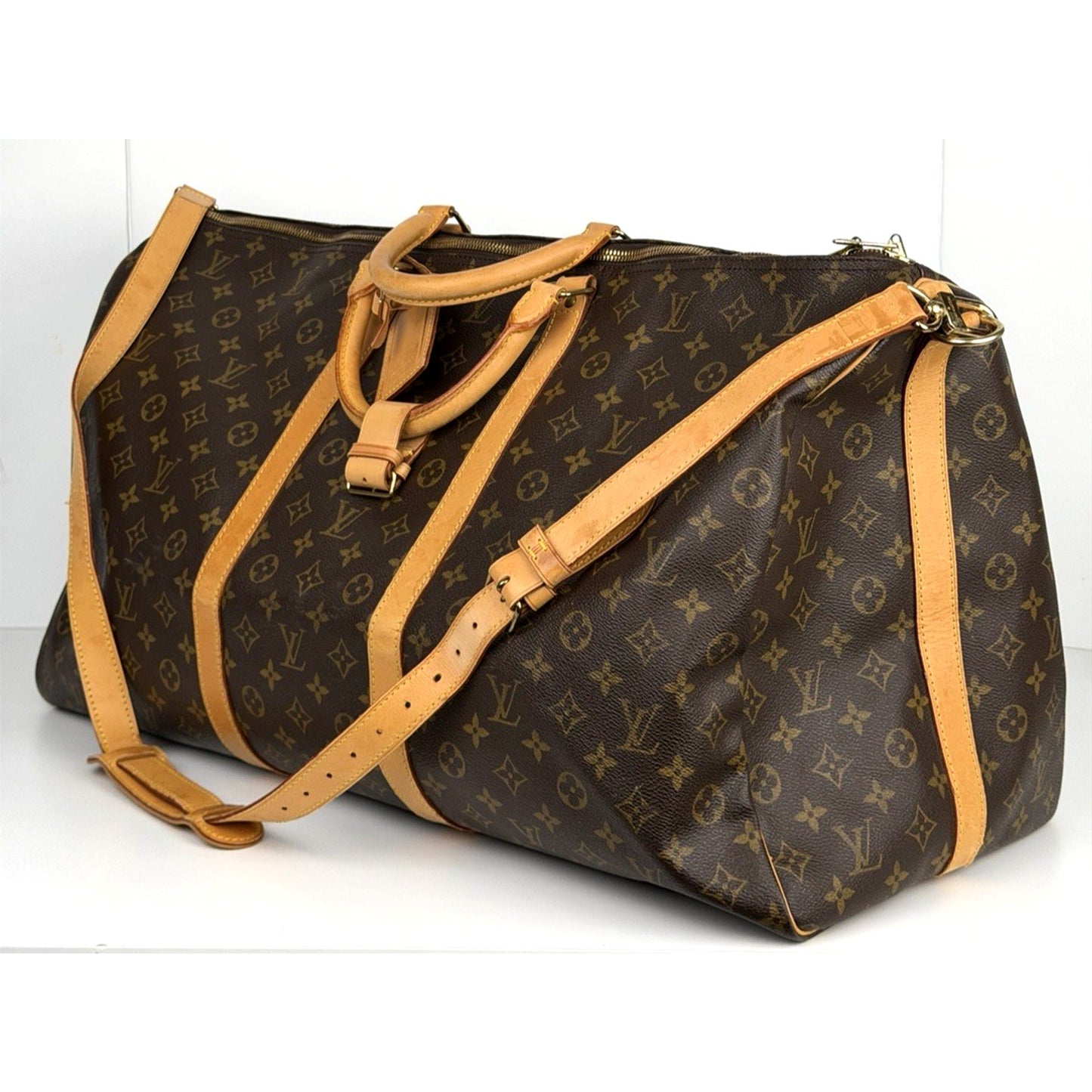 Louis Vuitton Keepall 60 Bag Brown Coated Canvas Classic Monogram Patter 1997 S