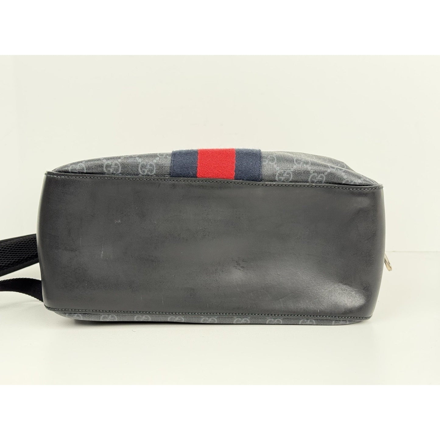 Gucci GG Supreme Black/Grey Coated Canvas Vintage Web Backpack