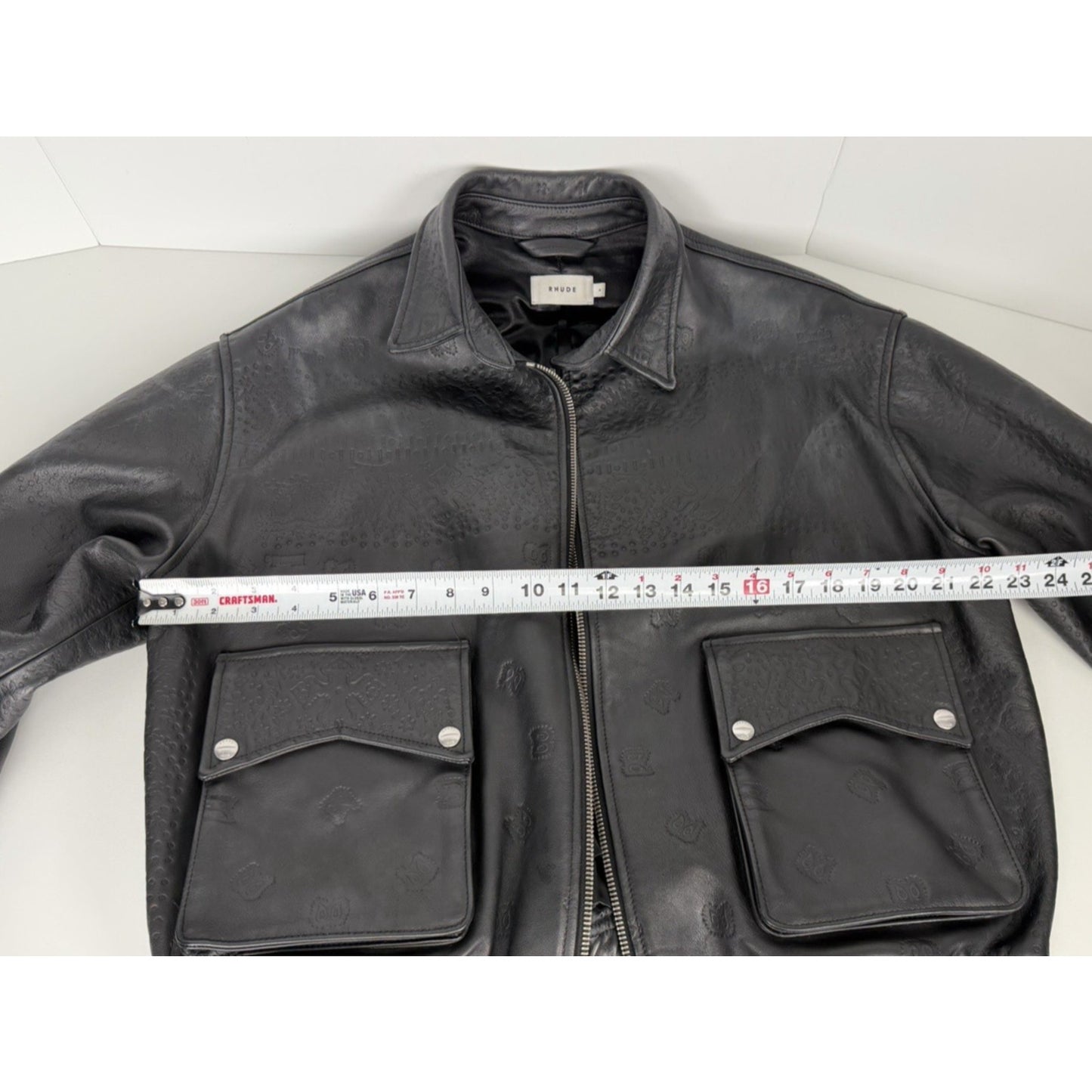 Rhude Leather Embossed Suit Jacket in Black Leather Size M