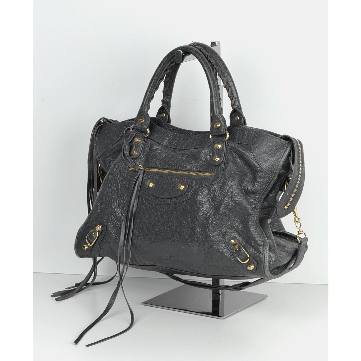 Balenciaga Classic City Shoulder Bag in Gray Textured Leather Medium S
