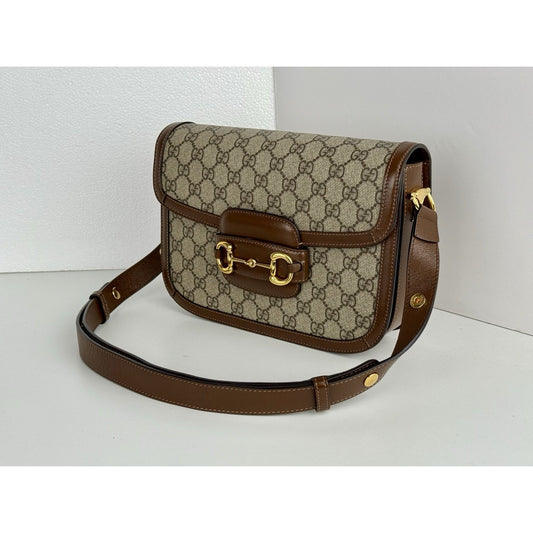 Gucci 1955 Horsebit Shoulder Bag Brown Monogram Medium