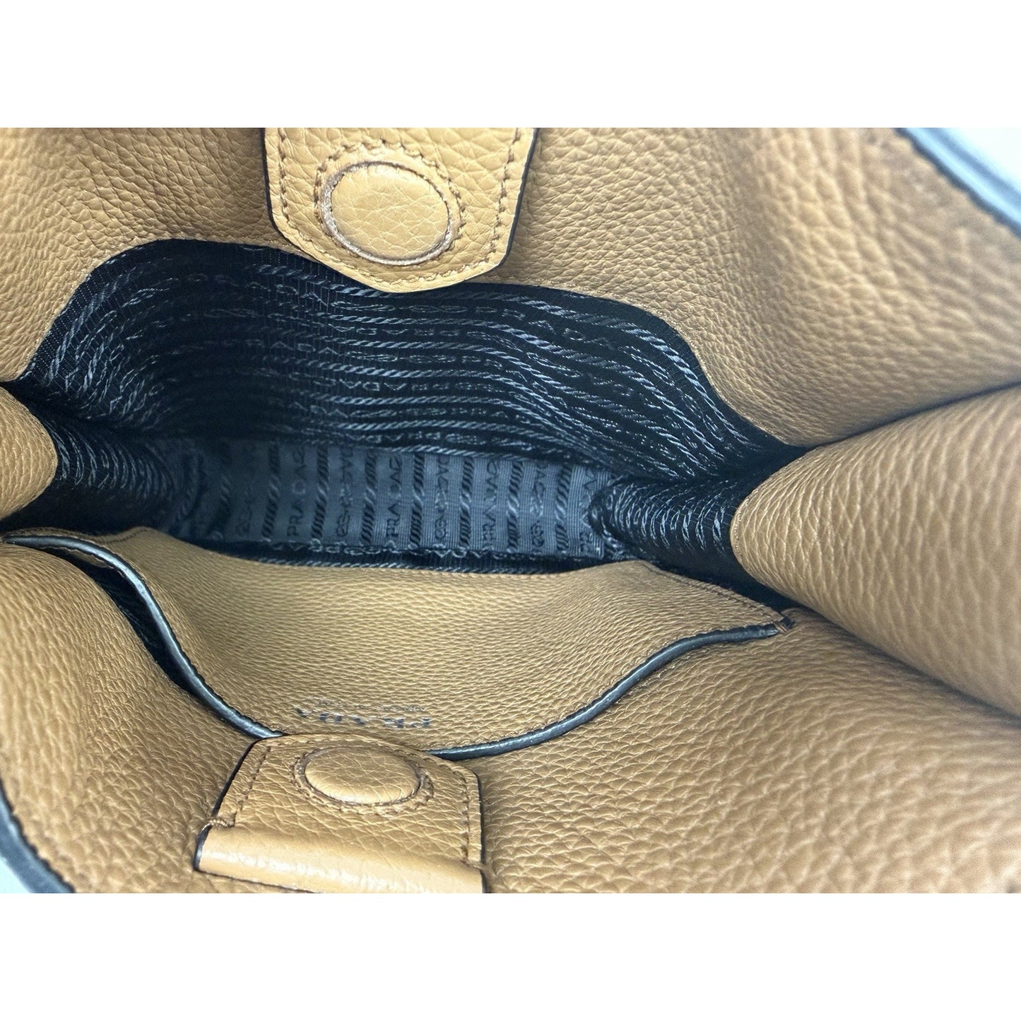 Prada Vitello Daino Soft Mini Hobo Messenger Bag in Caramel Brown Leather