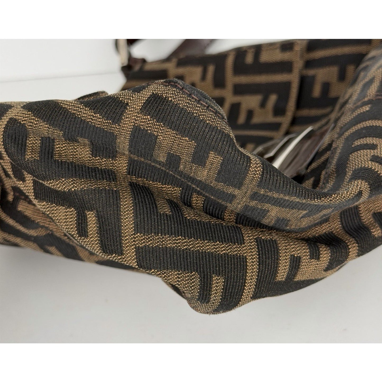 Fendi Zucca Mama Baguette Tobacco Medium Shoulder Bag in Brown Canvas E1