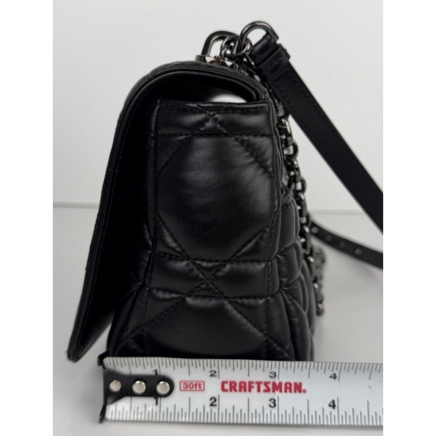 Christian Dior Caro Medium Bag in Black Quilted Puff Calfskin Leather E5