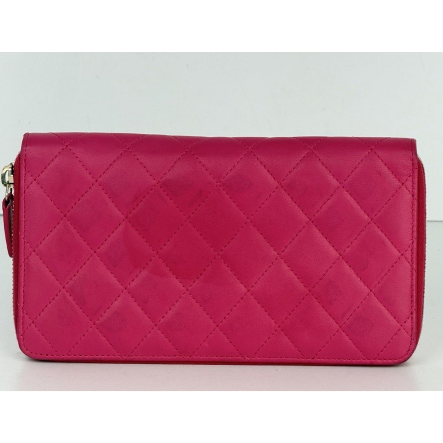 Chanel Quilted Leather Wallet in Raspberry Pink CC Logo 2016 K3