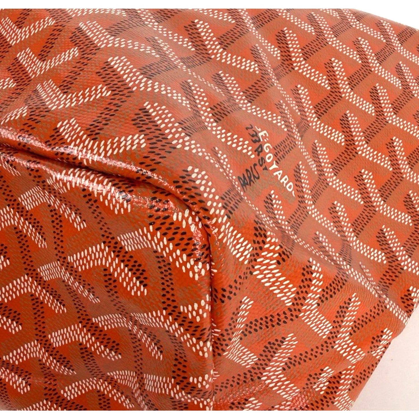 Goyard Saint Louis PM Tote Bag in Orange Goyardine Coated Canvas Leather Trim E5