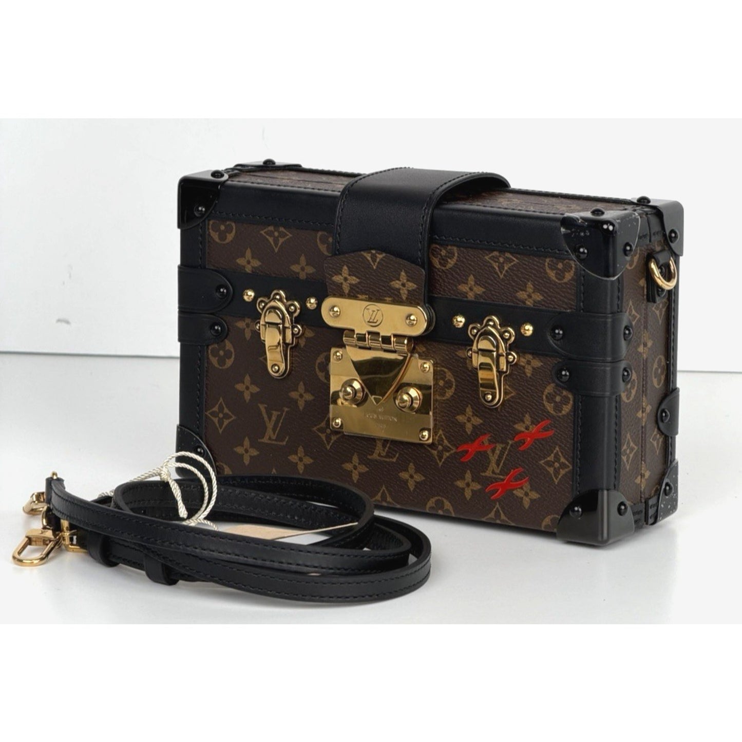 Louis Vuitton Monogram Petite Malle Bag in Coated Canvas Leather Trim NFC E-3