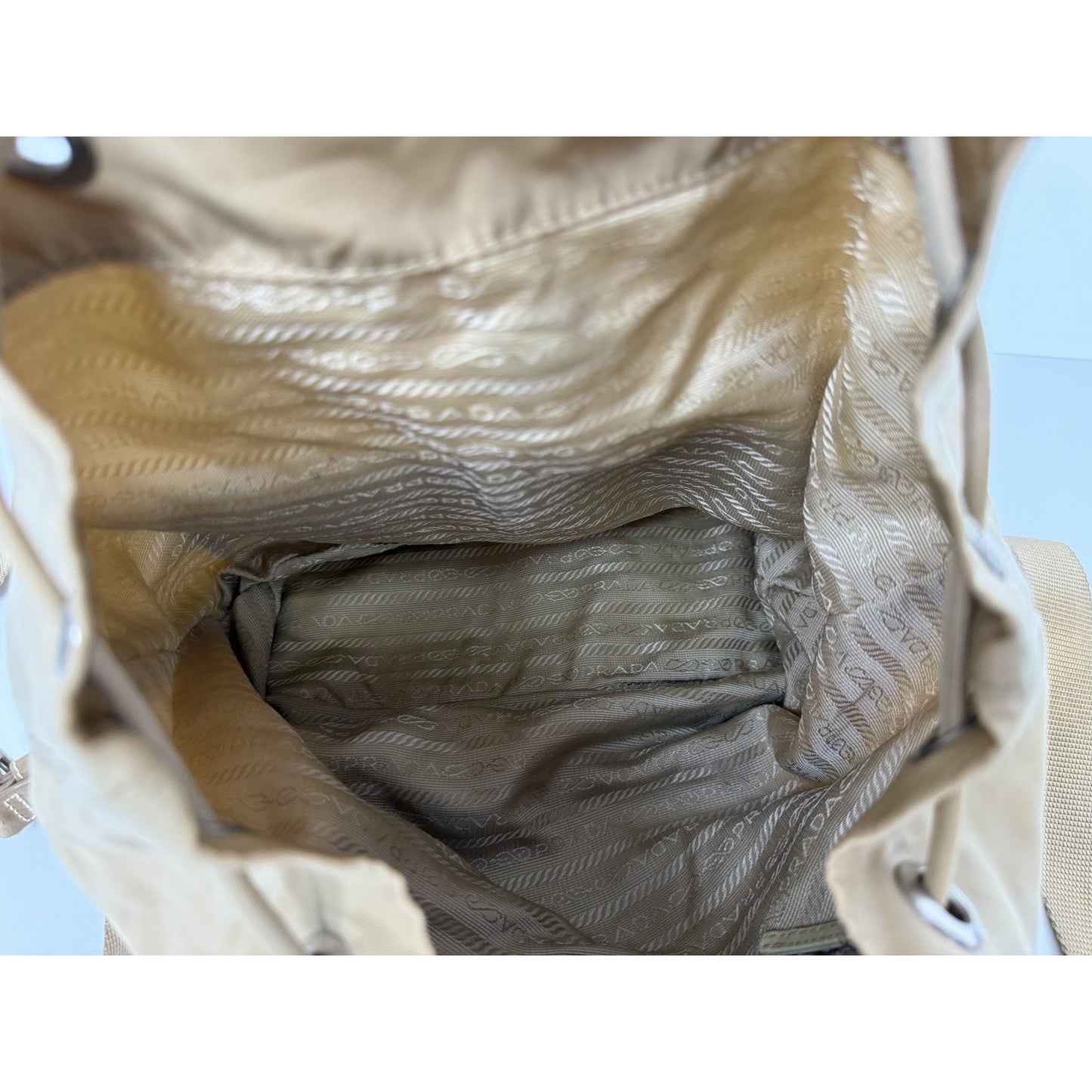 Prada Beige Re-Nylon and Saffiano Leather Backpack S10