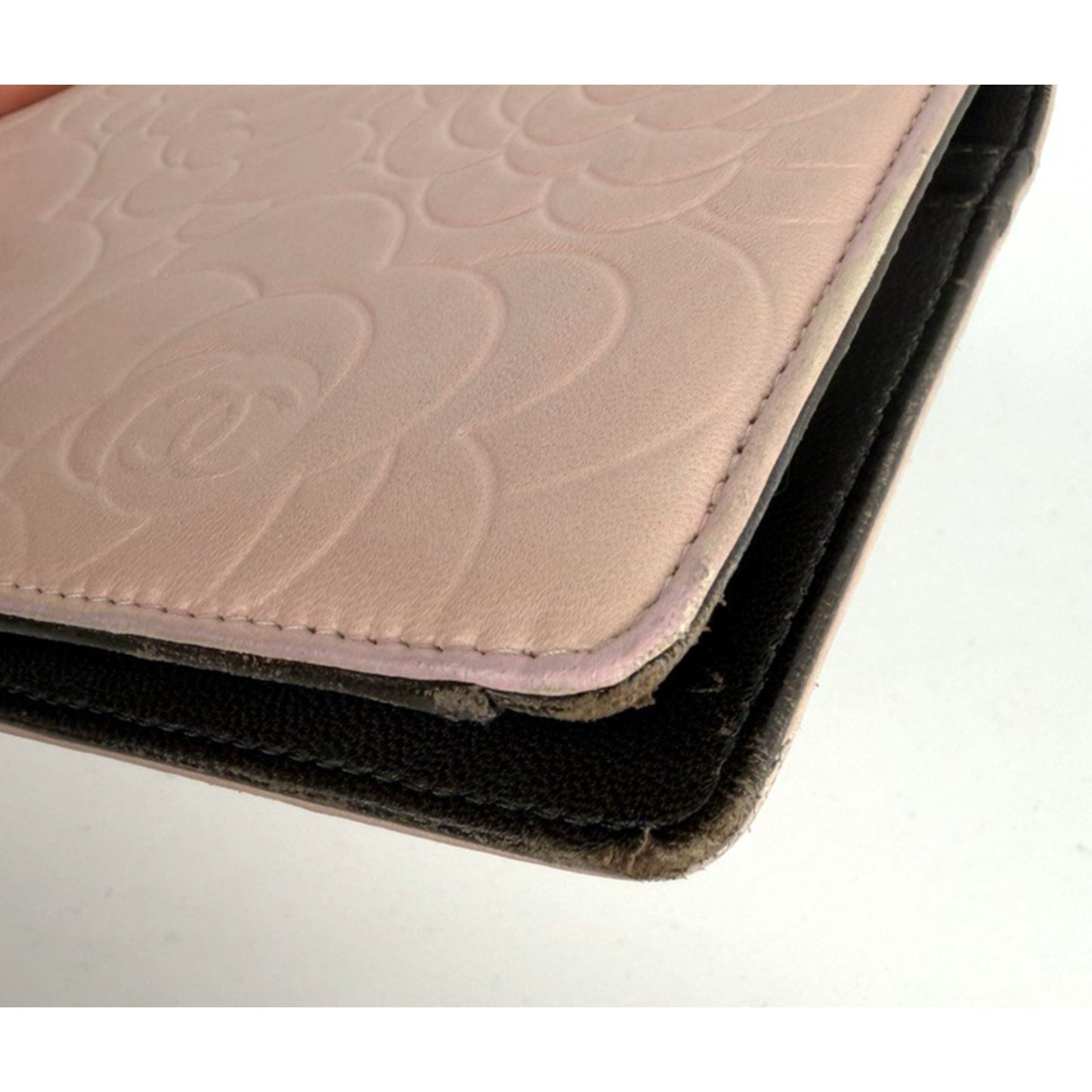 Chanel Pink Lambskin Camellia Embossed Wallet in Pink 2010 K-2