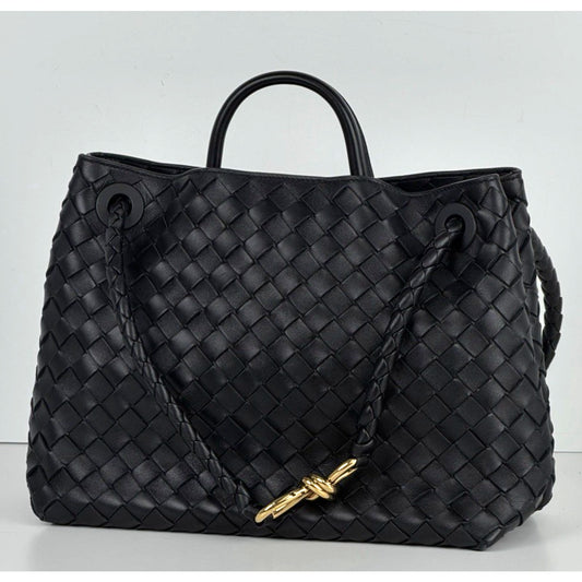 Bottega Veneta Andiamo Tote Small Bag in Black Intrecciato Leather D-4