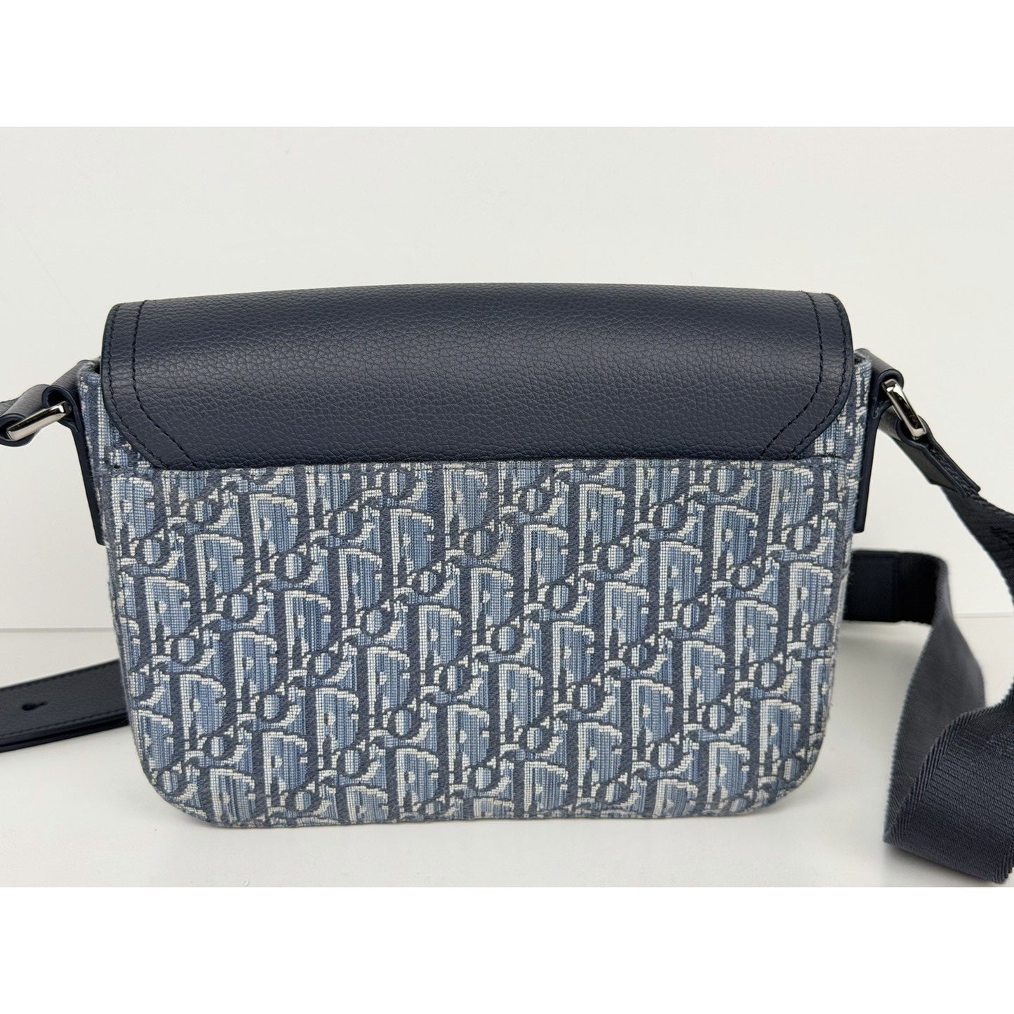 Dior Small Saddle Messenger Bag with Flap in Blue Dior Oblique Jacquard B1