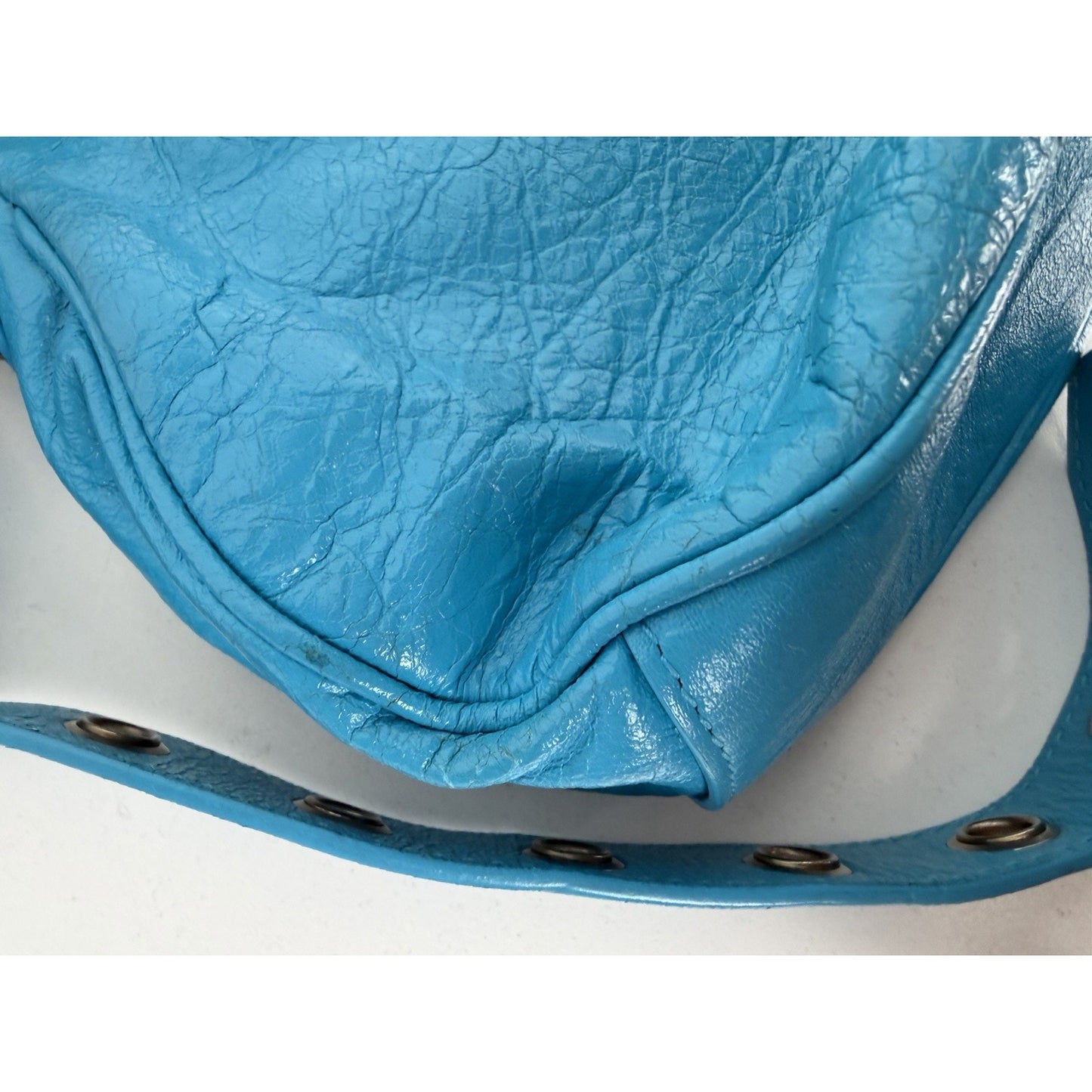 Balenciaga Le Cagole Shoulder Bag XS in Bright Cyan Blue Leather S-01