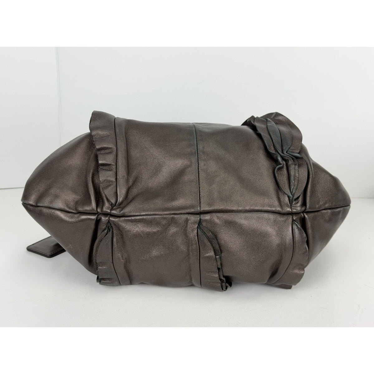 Prada Nappa PM Shoulder Bag in Brown Ruffle Leather S02