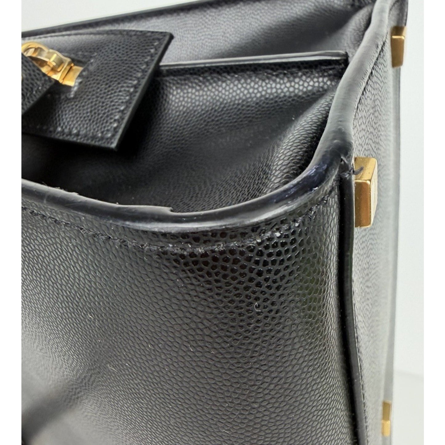 Saint Laurent Uptown Medium Tote Bag in Black Leather with Gold-Tone Hardware S