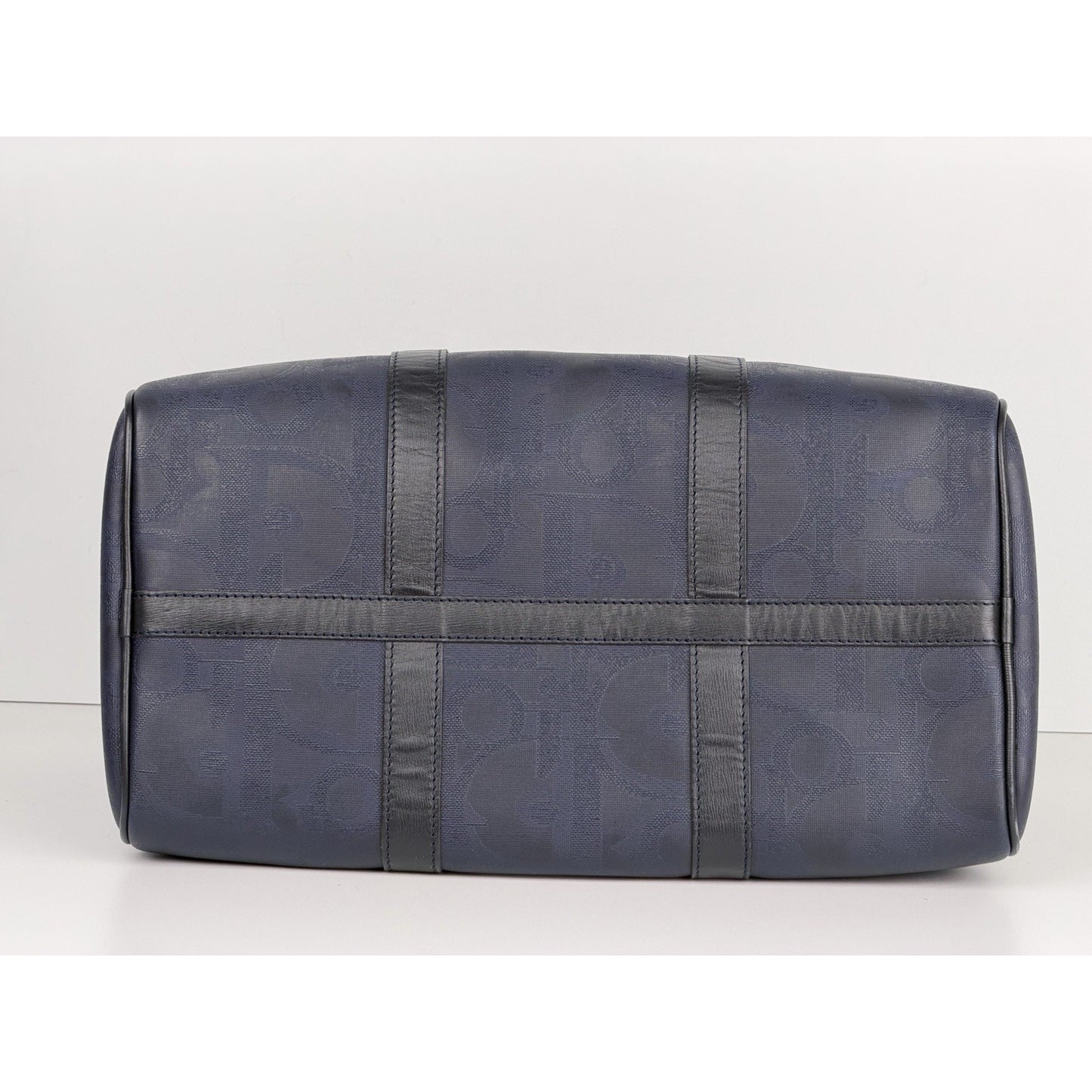 Christian Dior Trotter Boston 40 Bag Vintage in Navy Coated Canvas S