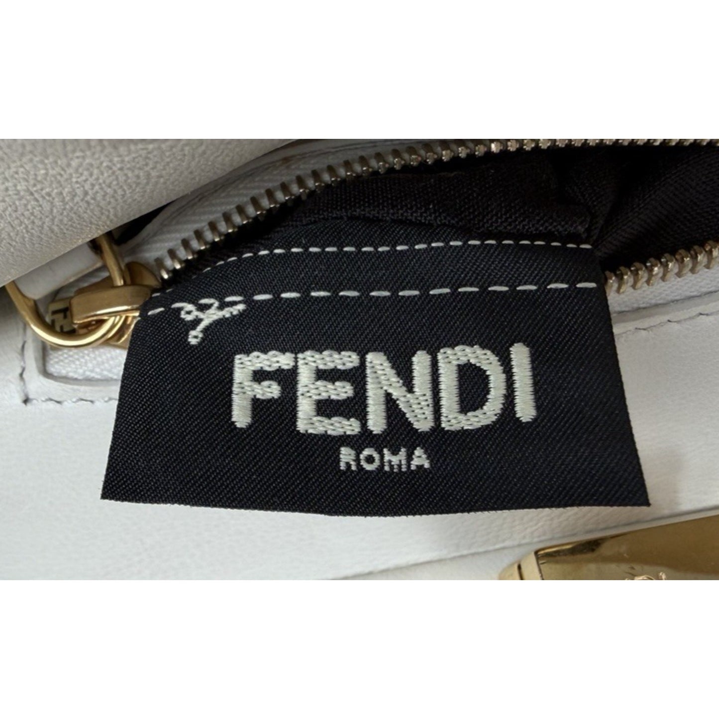Fendi Nappa Rosebud Mini Peekaboo Iconic Satchel in White Lambskin Leather S09