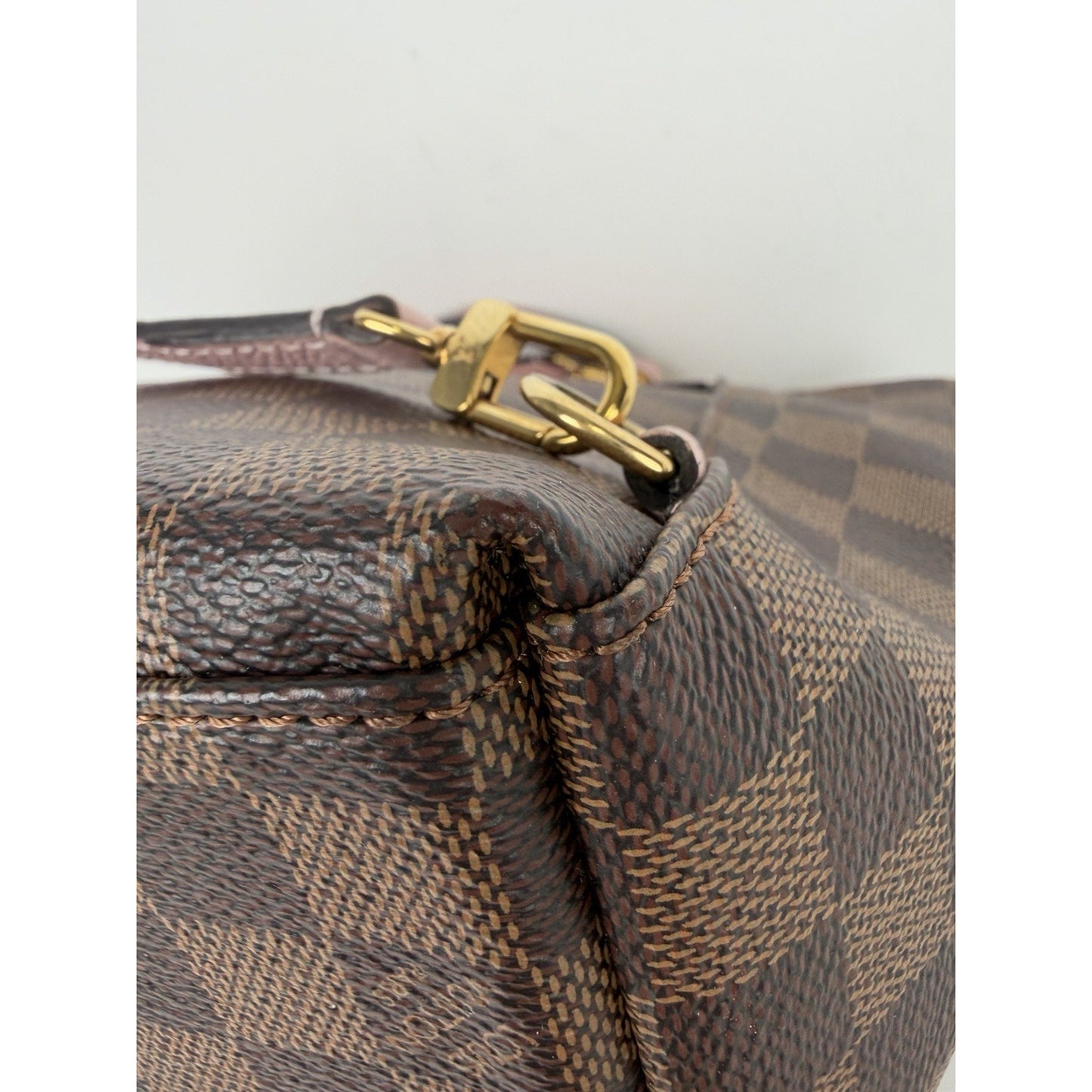 Louis Vuitton Clapton Backpack Damier Ebene Coated Canvas&Pink Leather Flap D8
