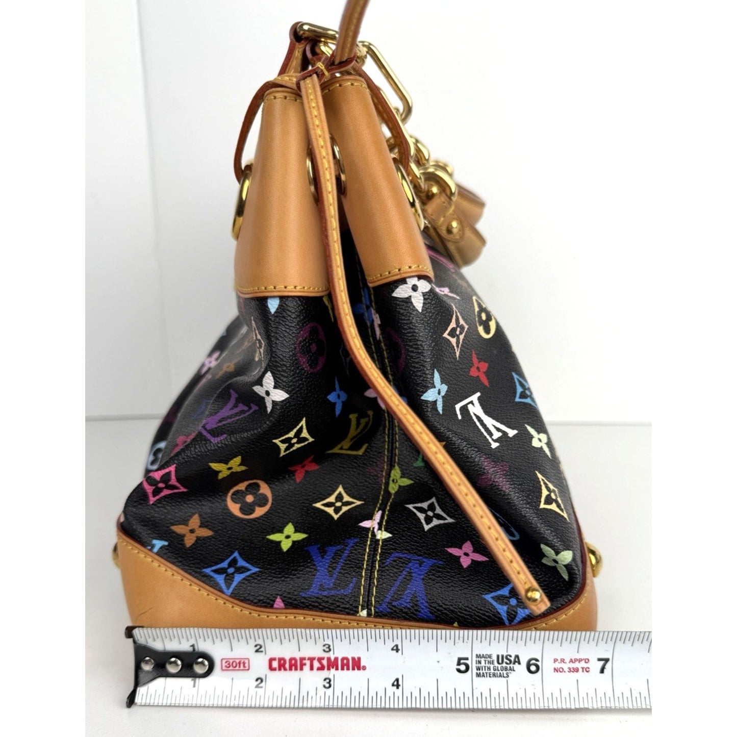 Louis Vuitton x Takashi Murakami Ursula Bag in Black and Multicolore Coated D-4