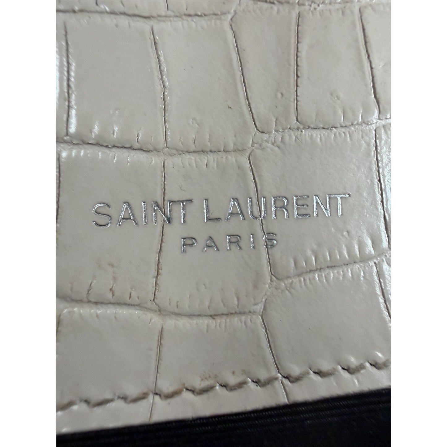 Saint Laurent Kate Monogram Tassel Bag Small Dusty Pink Croc-Embossed Leather S4