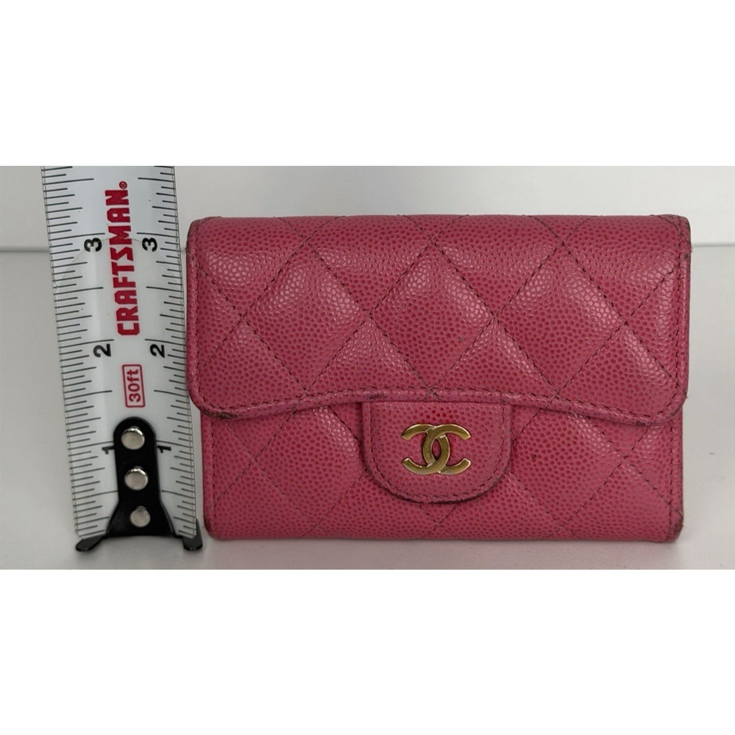 Chanel Caviar Pink Quilted Leather Flap Card Holder Wallet 2018-2019