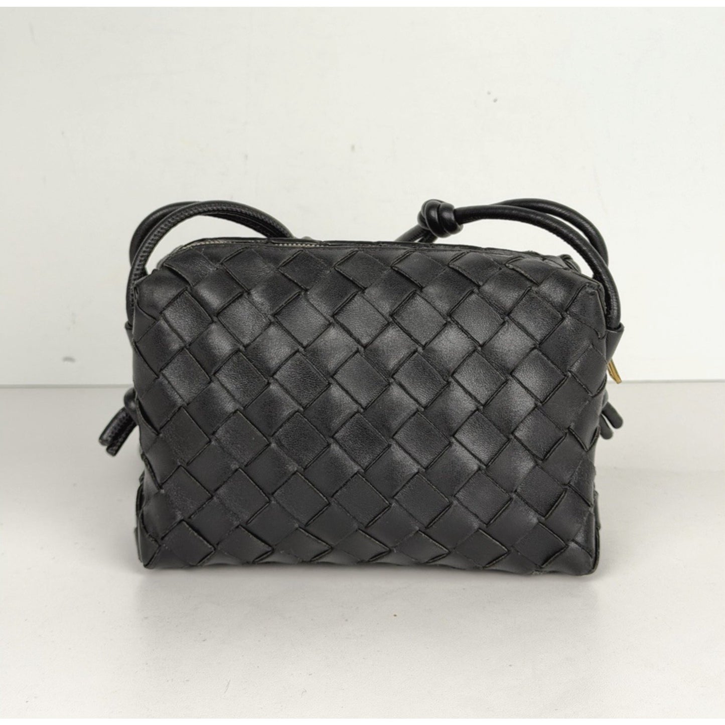 Bottega Veneta Mini Loop Camera Crossbody Bag Black Leather Knot Details S19