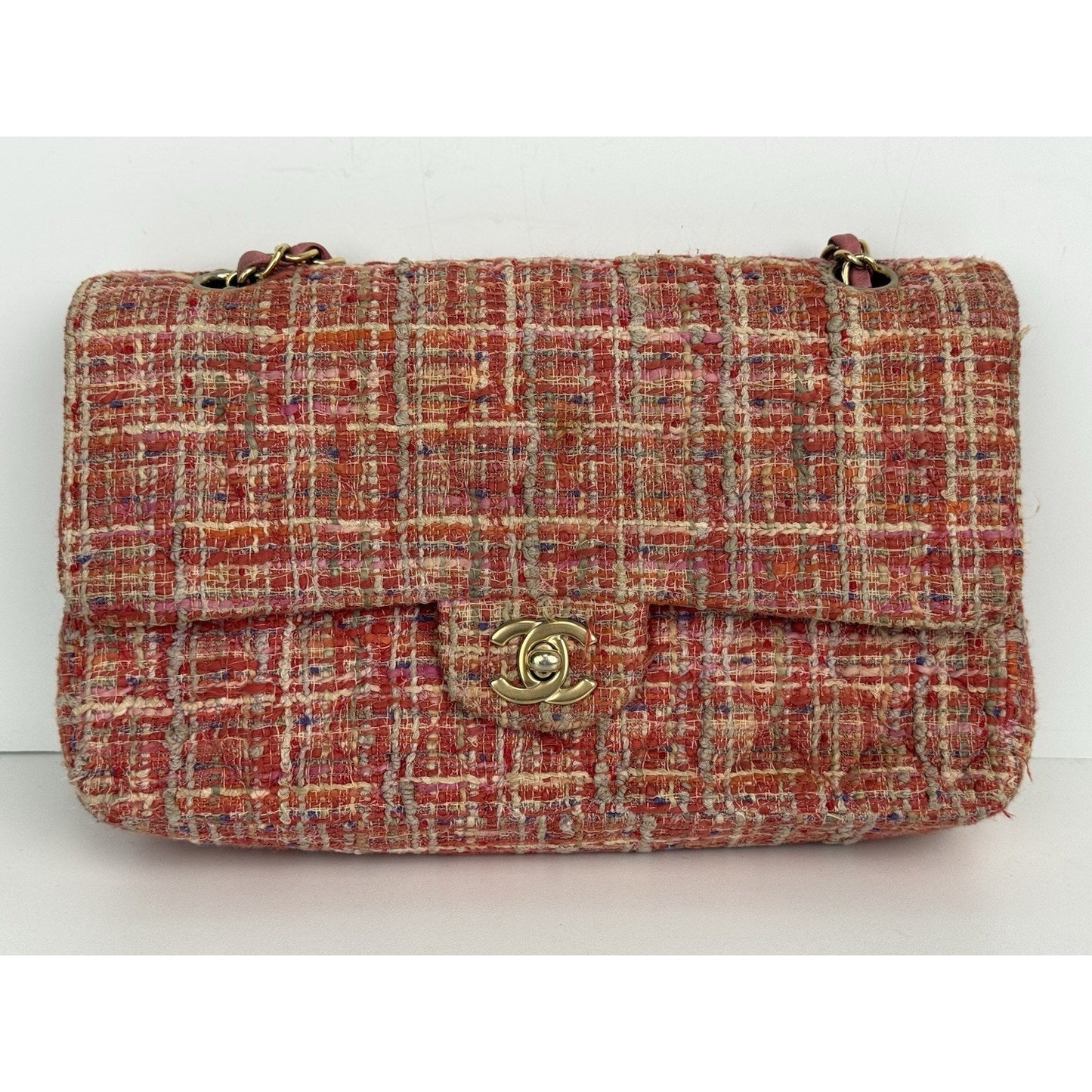 Chanel Classic Medium Multicolor Tweed Double Flap Shoulder Bag B-5