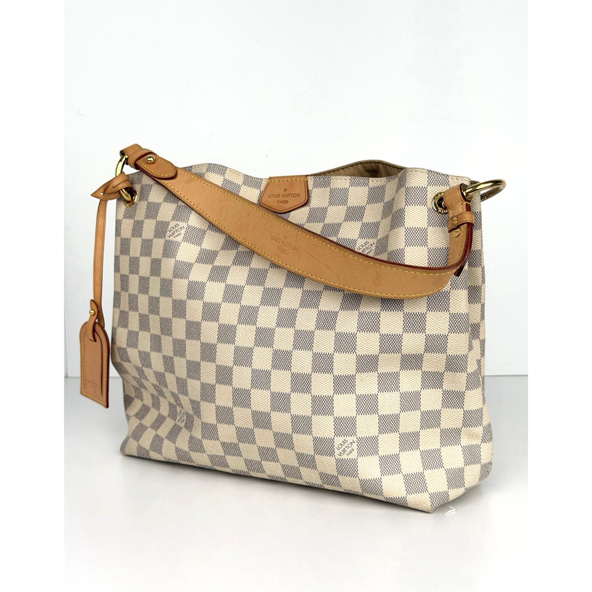 Louis Vuitton Graceful PM Tote Shoulder Bag in Damier Azur Coated Canvas 2018 S