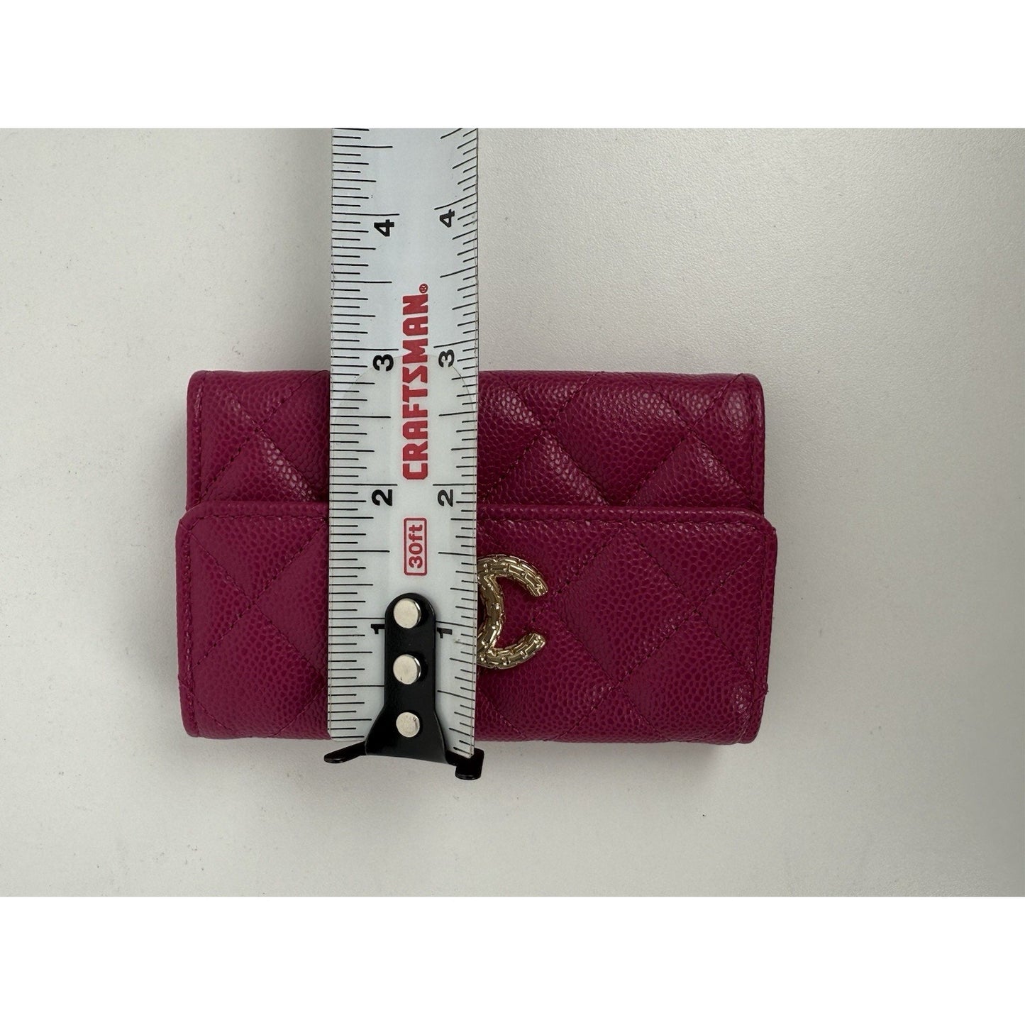 Chanel Interlocking CC Logo Bifold Pink Caviar Leather Women's Wallet
