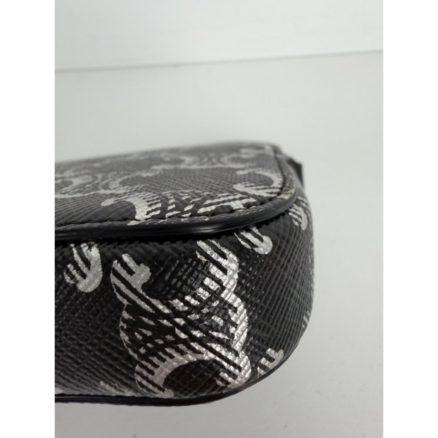 Celine Triomphe Horizontal Pouch Black Coated Canvas Smooth Calfskin Trim K2