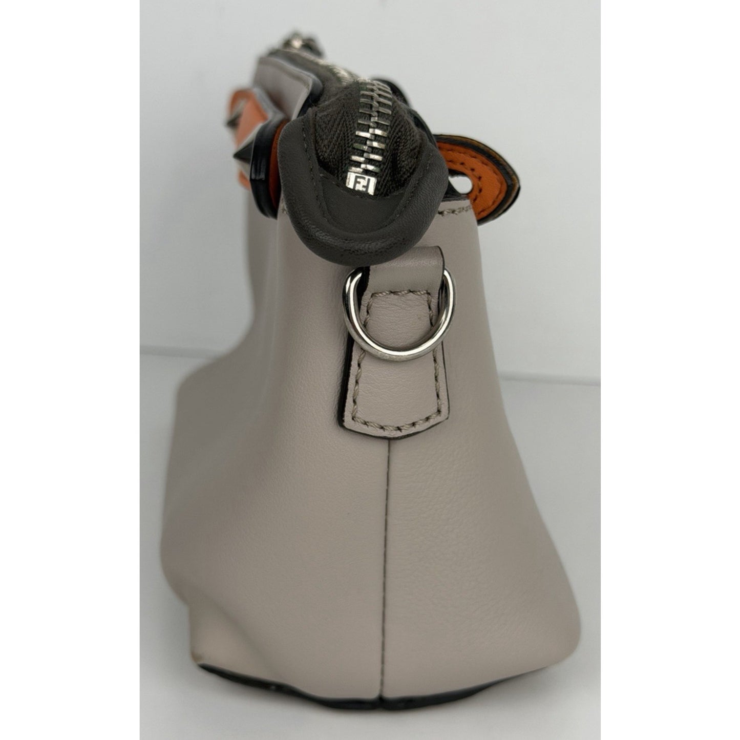 Fendi By The Way Shoulder Bag Small Gray & Brown Calfskin Leather S22