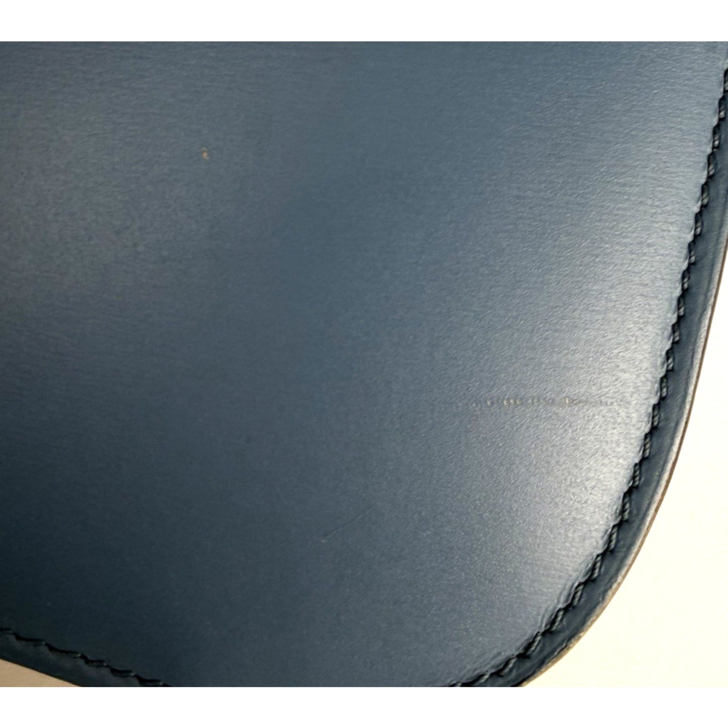 Celine Classic Box Flap Medium Bag in Blue Liege Calfskin Leather S