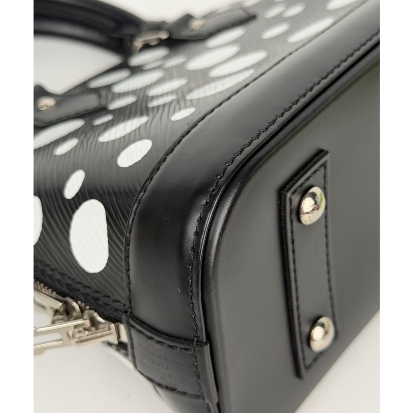 Louis Vuitton x Yayoi Kusama Alma BB Handbag in Black Epi Leather NFC C8