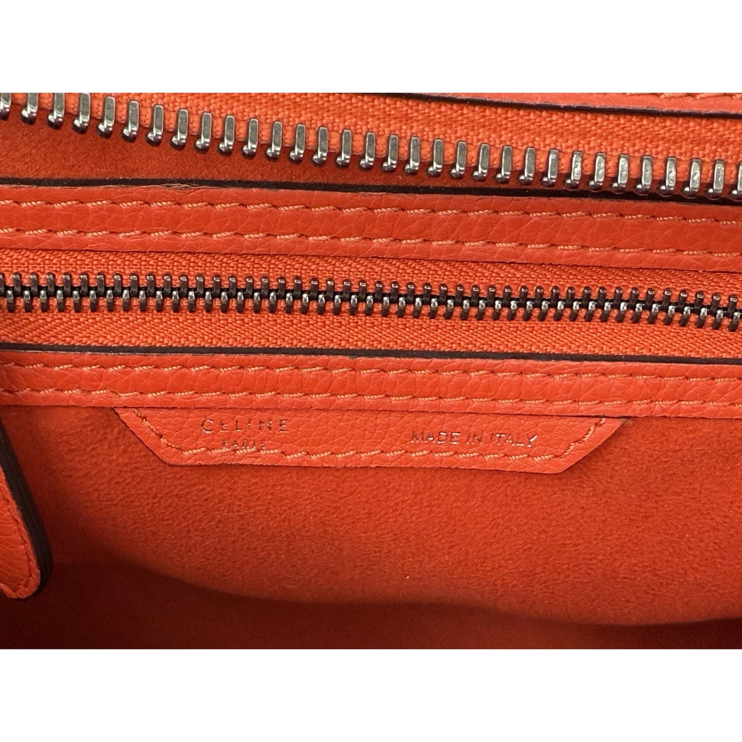 Céline Mini Luggage Tote Red-Orange Leather Handbag