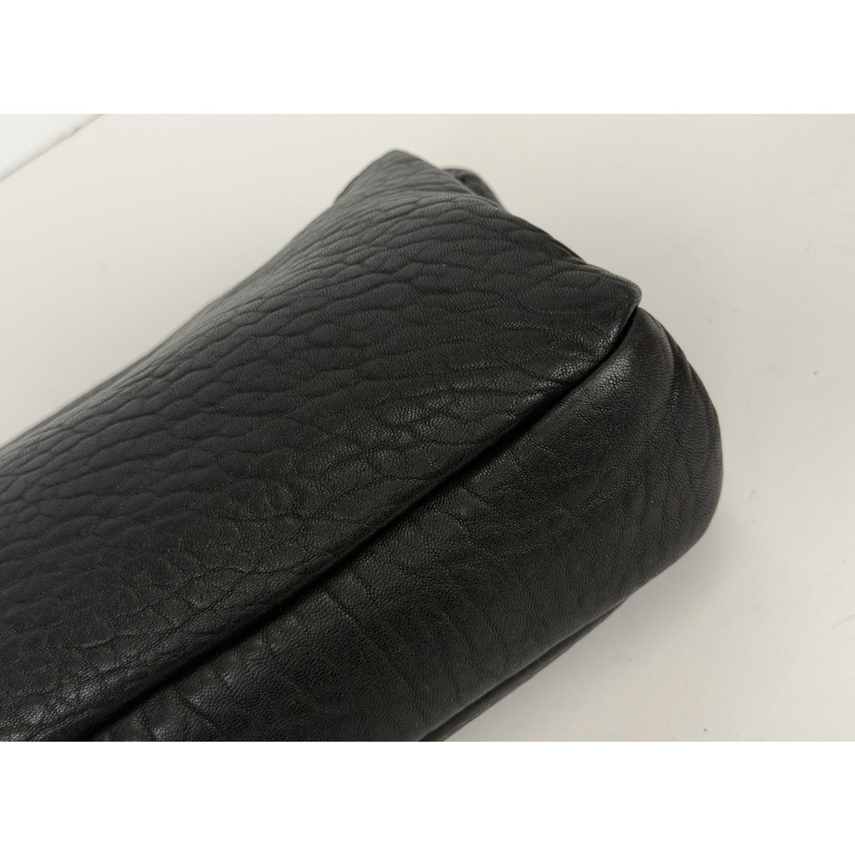 Saint Laurent Large Clutch in Nero Crafted Grained Leather Gold-Tone Hardware F3