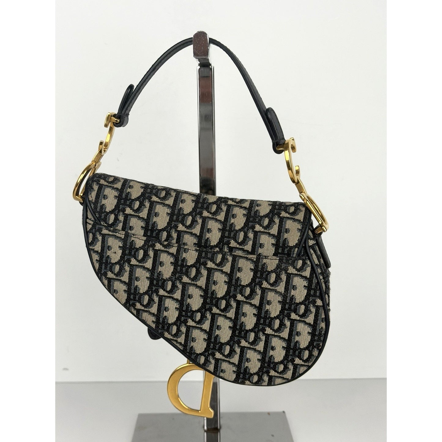 Dior Saddle Bag Mini in Blue Oblique Jacquard Canvas Gold-Tone Hardware 2019 E-8
