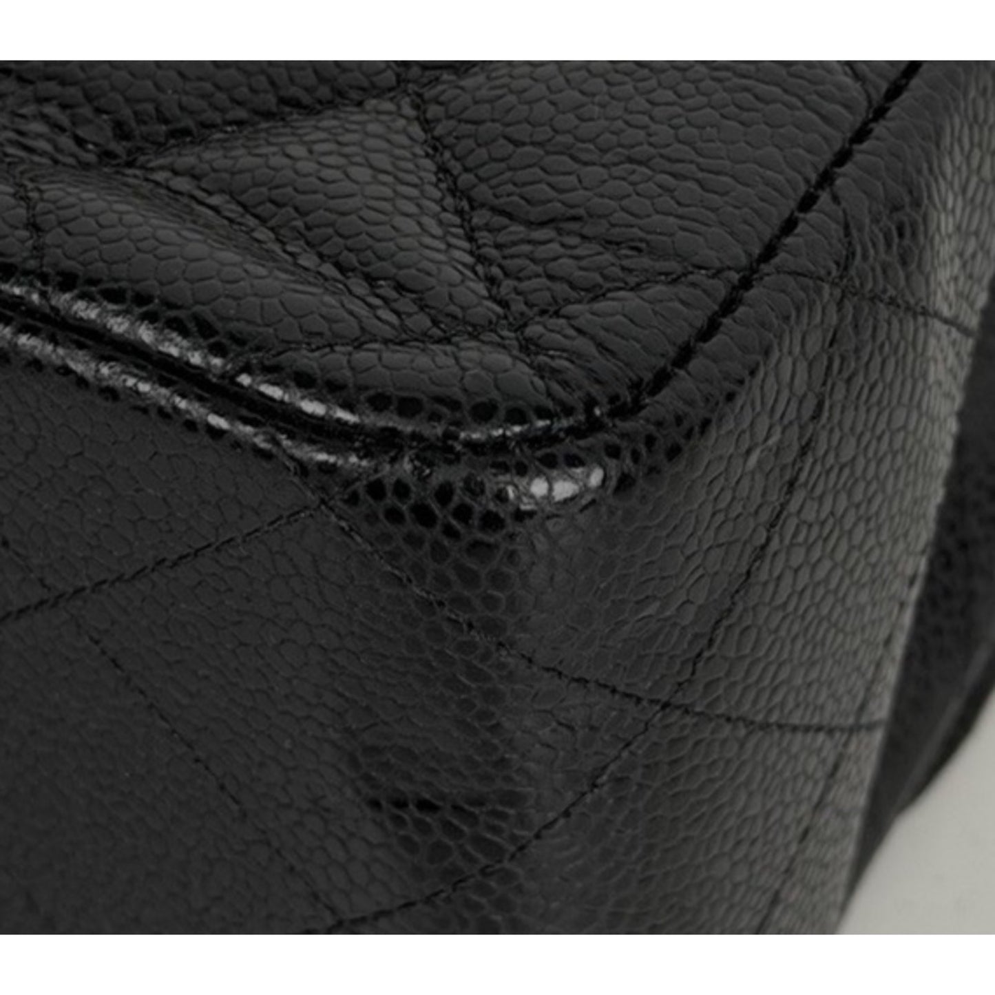 Chanel Classic Double Flap Jumbo Shoulder Bag Black Caviar Leather NFC F1