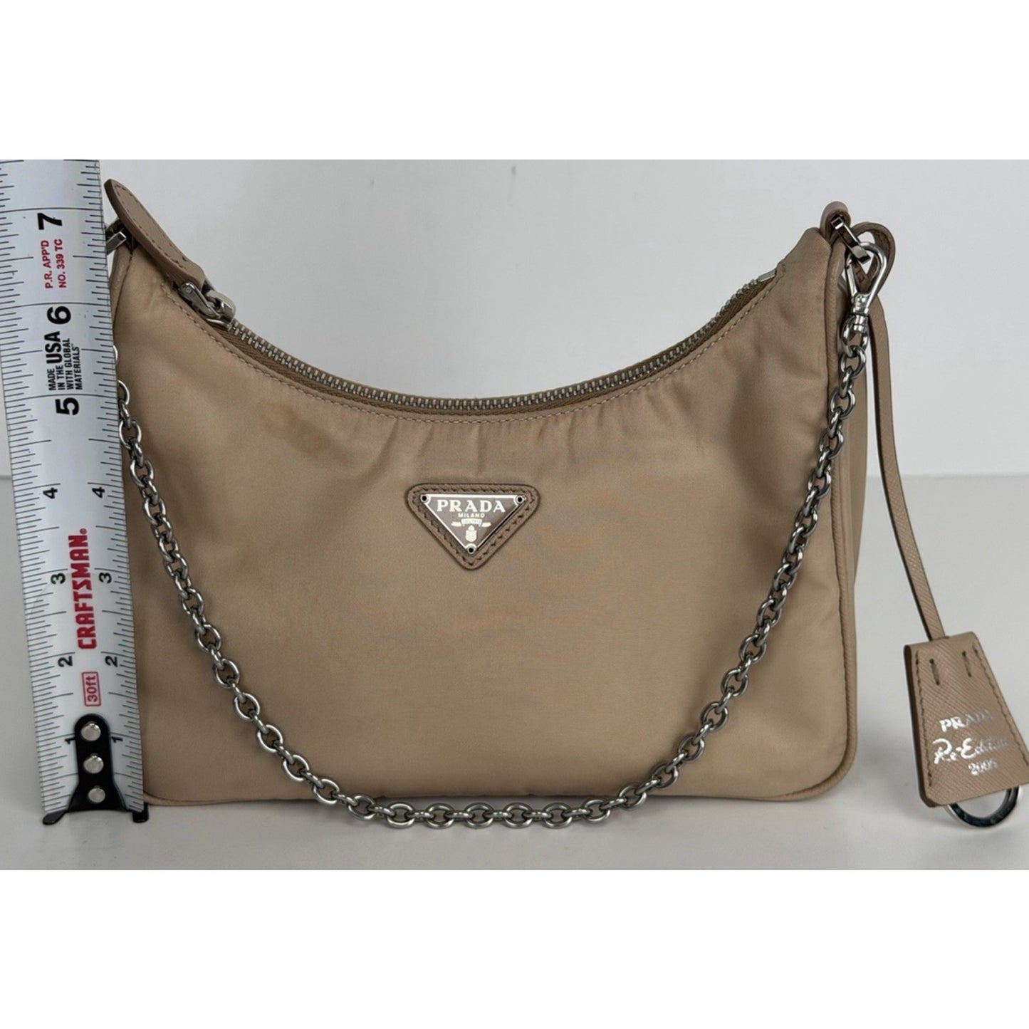 Prada Tessuto Nylon Re-edition 2005 Beige Crossbody Bag S04